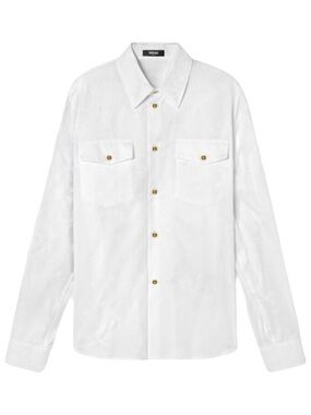 VERSACE JACQUARD COTTON-POPLIN BUTTON-UP SHIRT